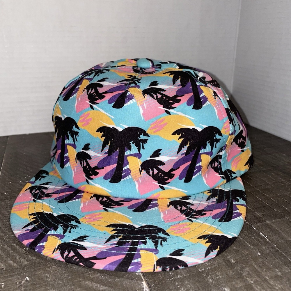 NEFF Snapback Hat Cap Beach Palm Trees All Over 80's One Size Retro